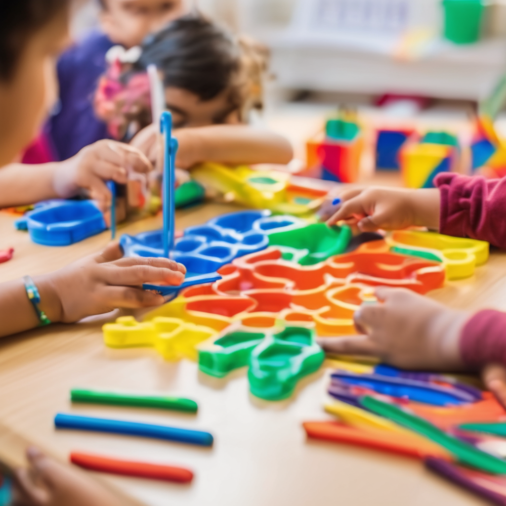 Interactive classroom activity with small group engaged in hands-on learning at preschool